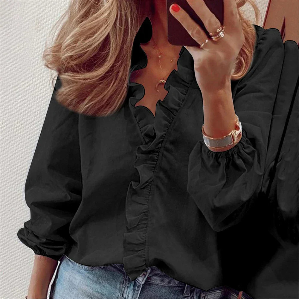 Stilla | Damebluse med flæser