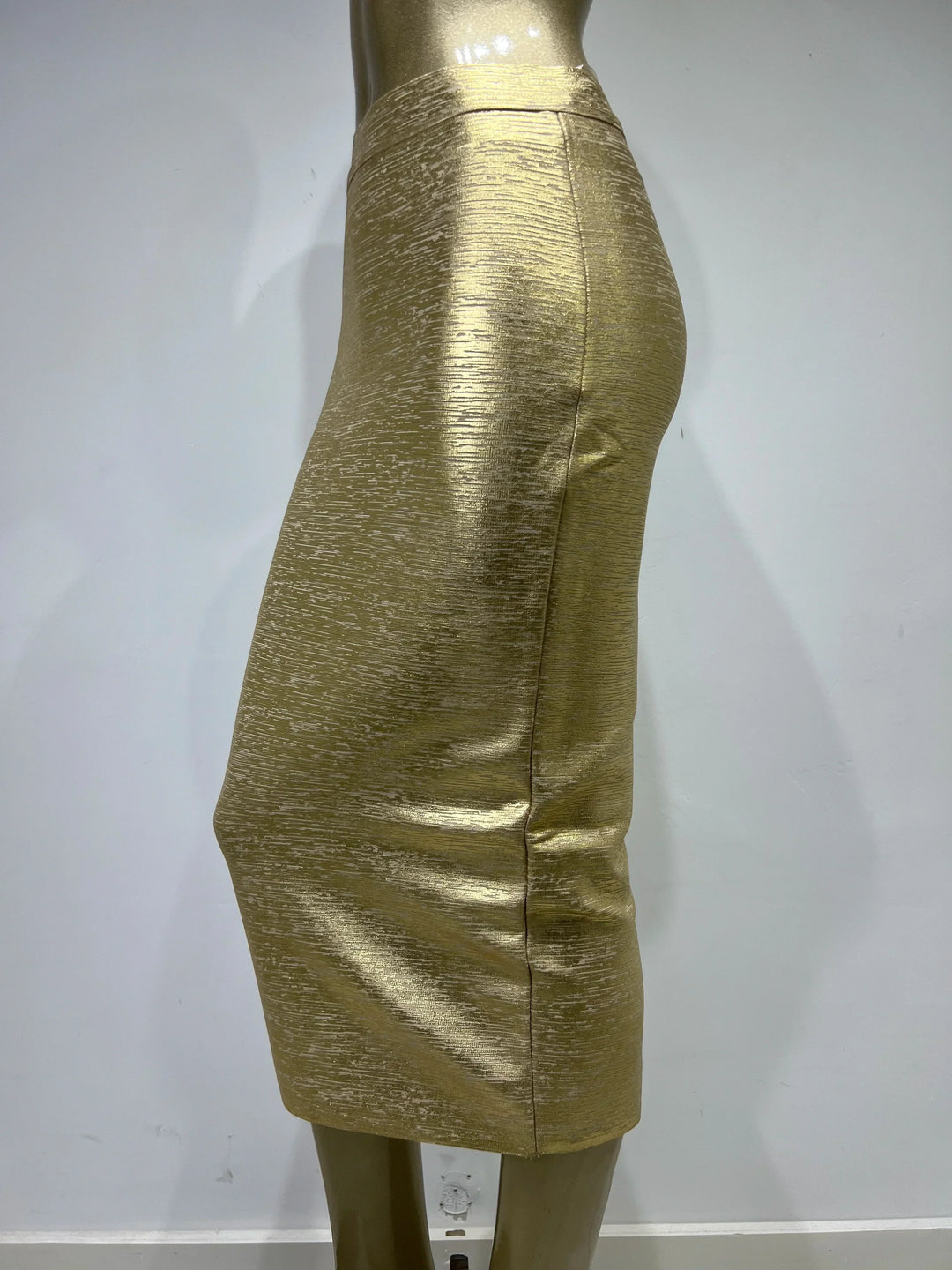 Skovae | Dame Sommerrør Sexy Sølv Guld Bronzer Midi Bandage Nederdel High Street Designer Slank Fest Midi Blyantnederdel 78Cm