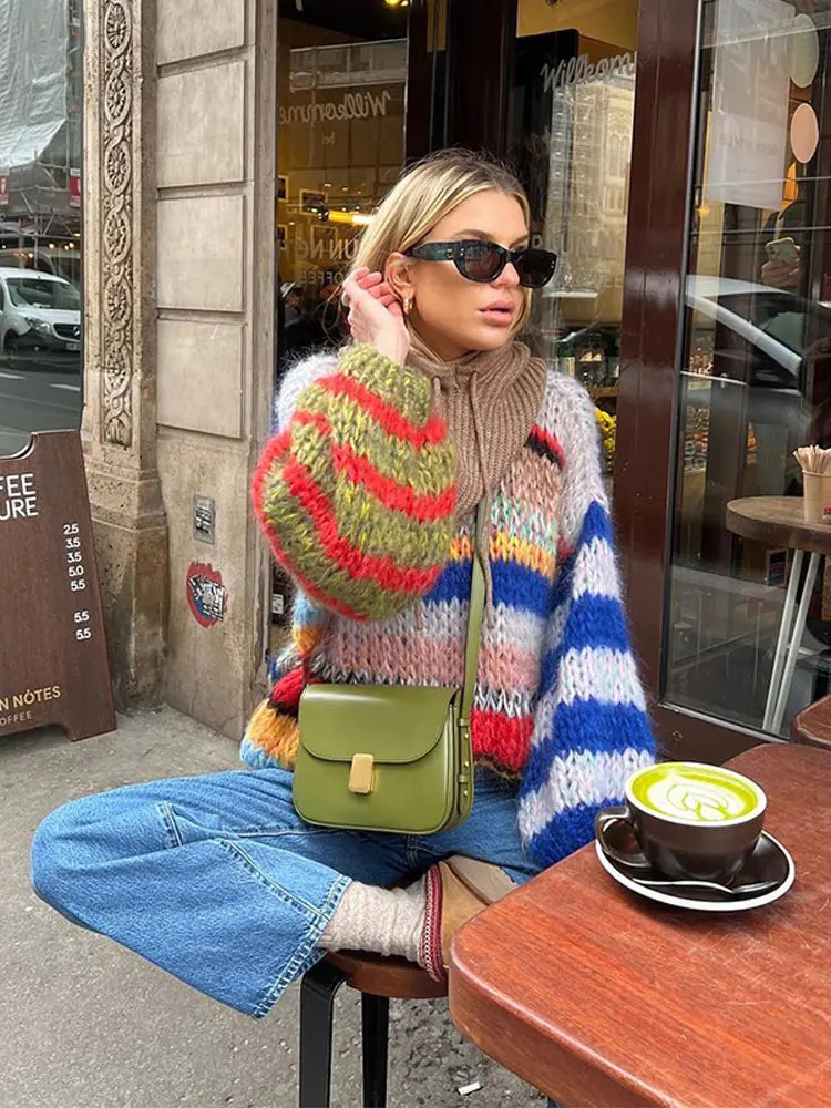 Stilla | Farverig Sweater Med Lange Ærmer