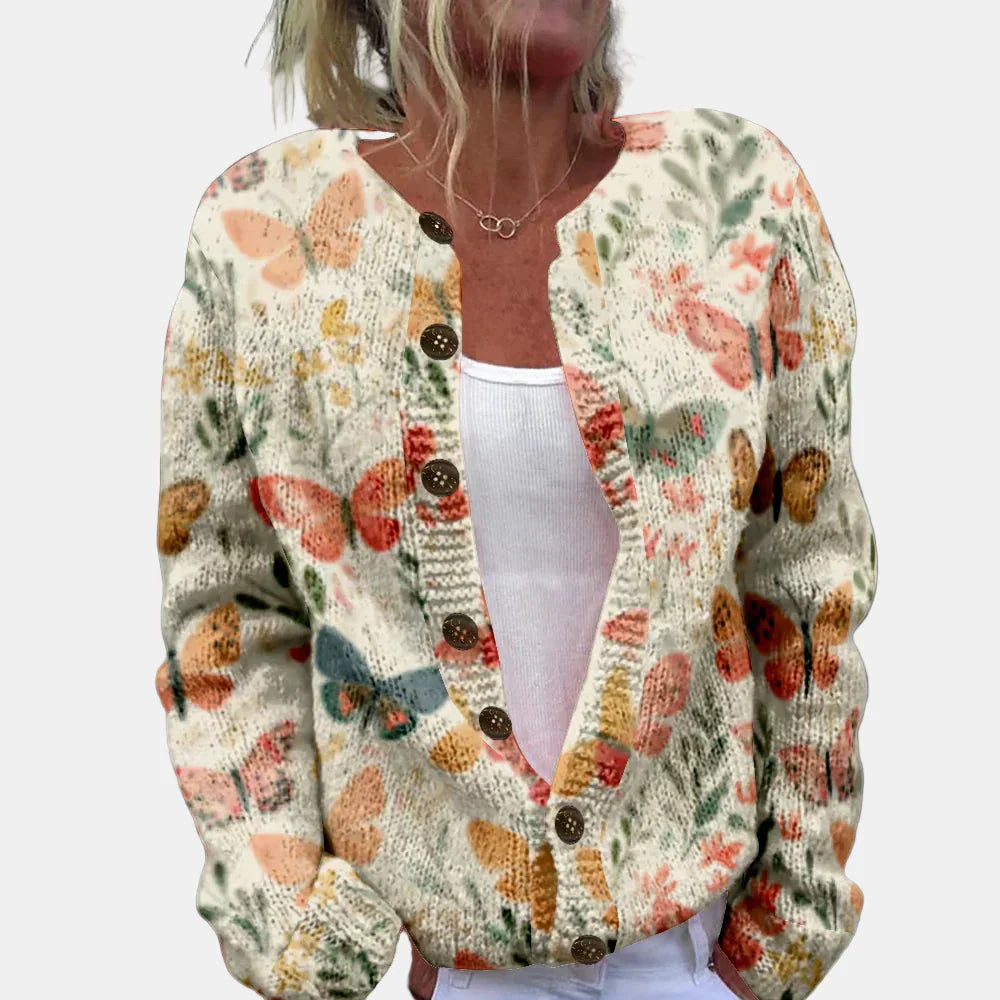 Stilla | Smart Sommerfugletryk Cardigan