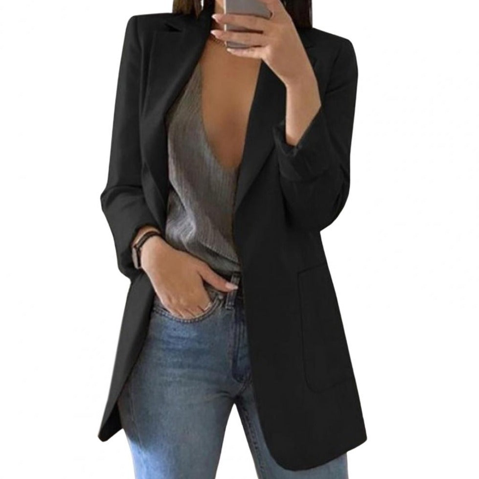 Stilla | Blazer Taljeret pasform Hof længde Store lommer Åben front