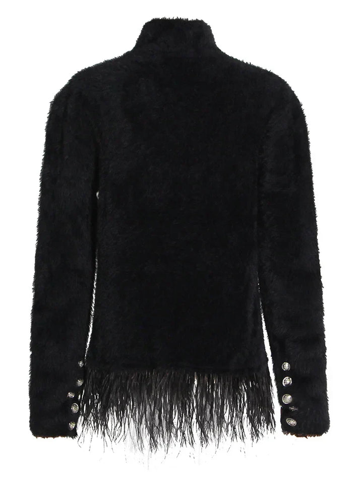 Stilla | Blazer Patchwork Med Fjer Tilbehør