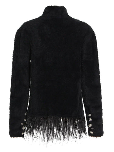 Stilla | Blazer Patchwork Med Fjer Tilbehør