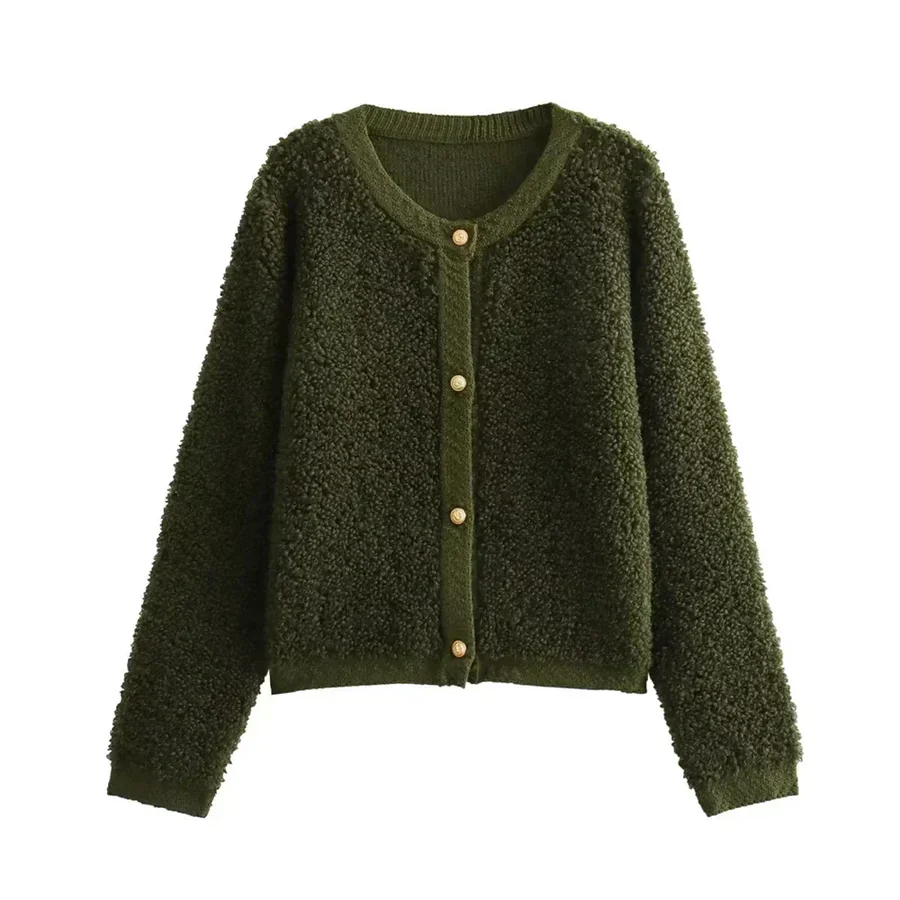 Stilla | Teddy Frakke Oversized Fit Blødt Pels-Look Knaplukning Uden Krave