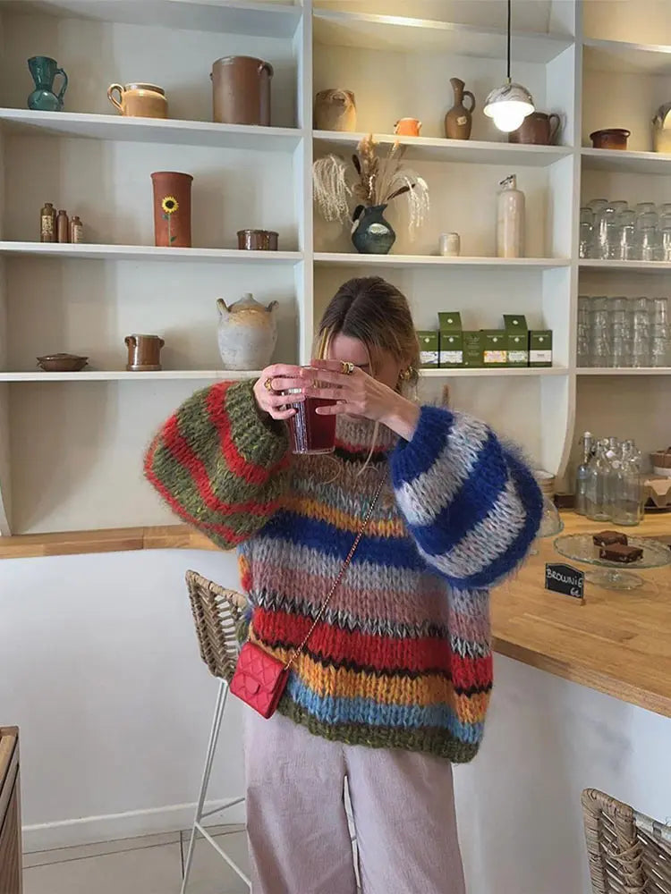 Stilla | Farverig Sweater Med Lange Ærmer