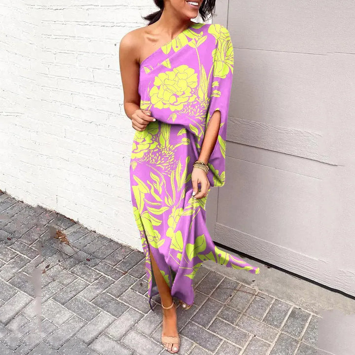 Stilla | Diagonal Skulder Maxi Kjole