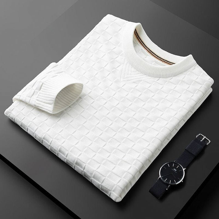 Stilla | Stilfuld Efterårs Vaffelstrik Pullover med Rund Halsudskæring til Mænd