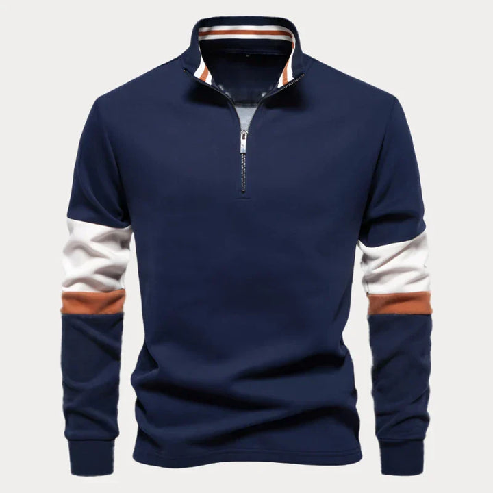 Stilla | Stilig Sweater til Herrer med Ståkrave Og Striber