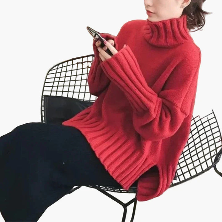 Stilla | Oversize Pullover med Høj Krave - Fashionabel Koreansk Stil til Efterår og Vinter