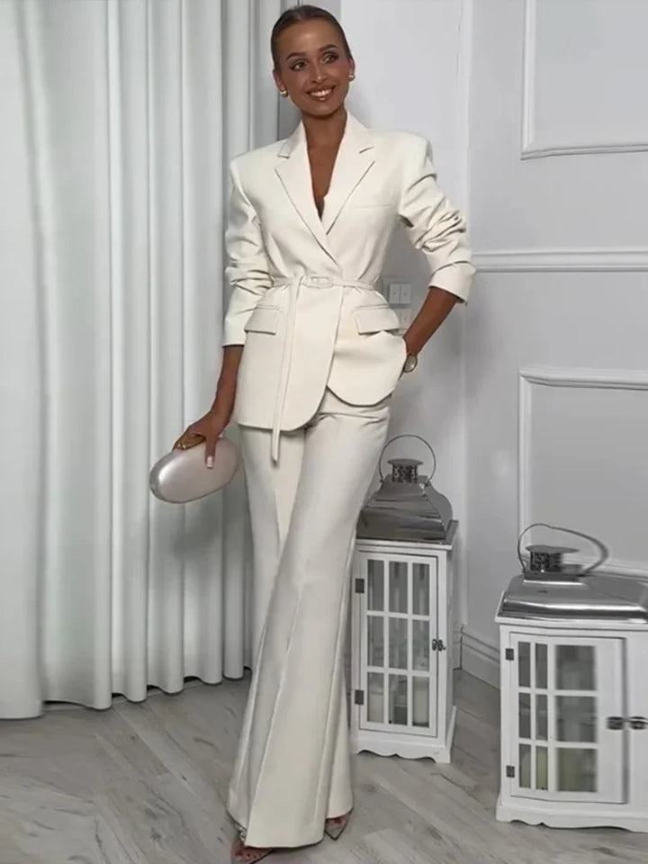 Stilla | Overall Blazer med bælte Bred bukser Luksuriøs stof