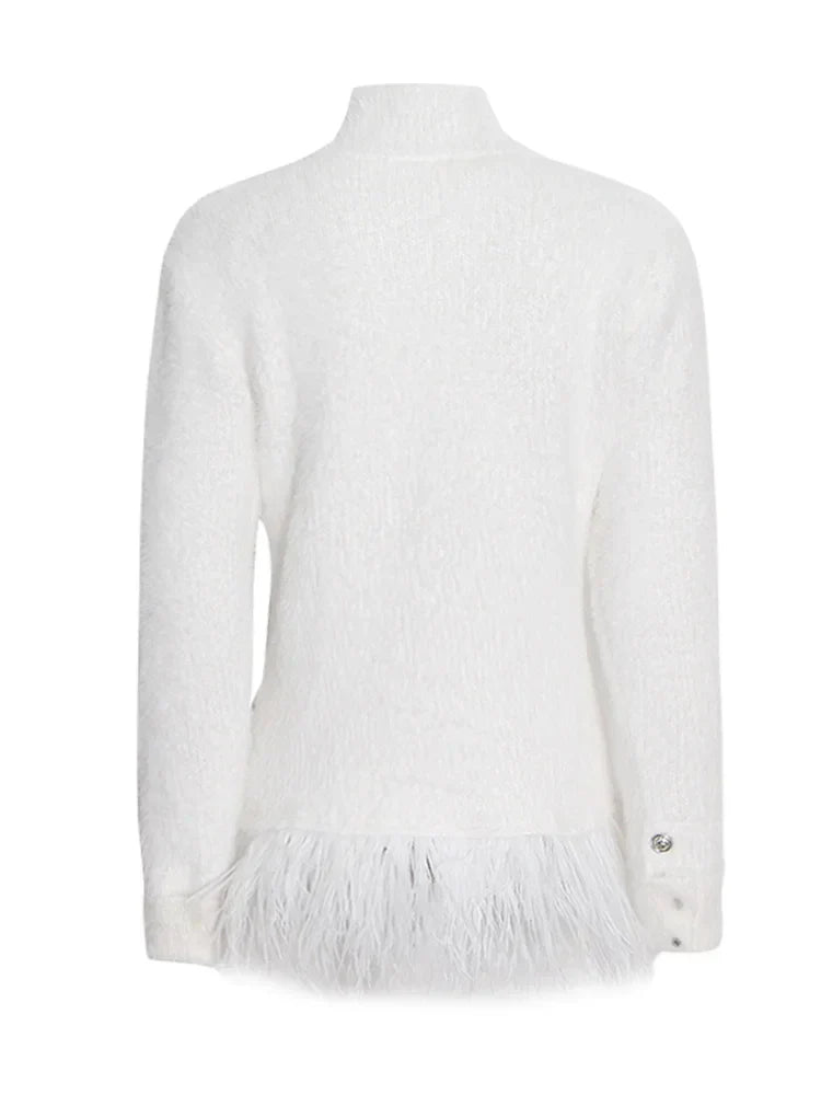 Stilla | Blazer Patchwork Med Fjer Tilbehør