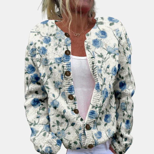 Stilla | Chic Blå Trykt Cardigan