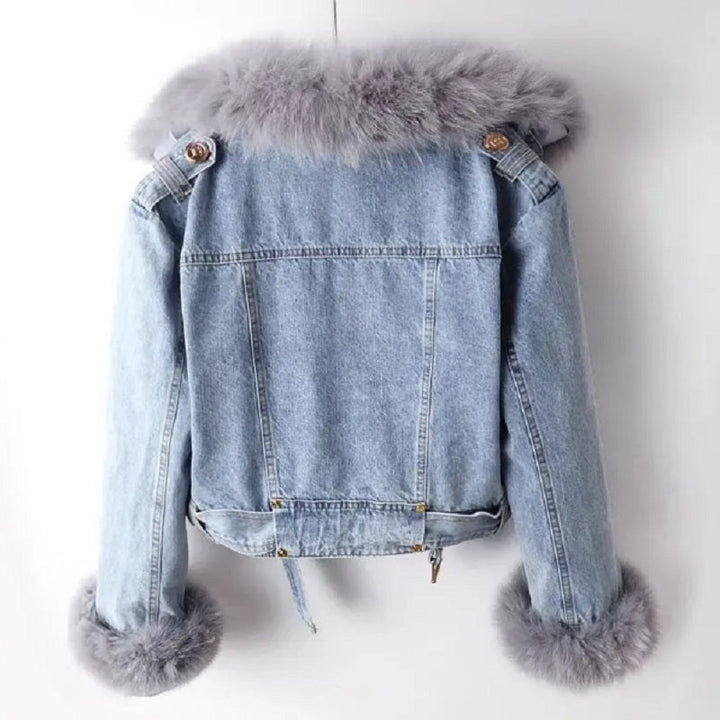 Stilla | Denim Jakke med Luksuriøs Pelskrave Damer Regular Fit Belle Couture Essential Bæredygtig