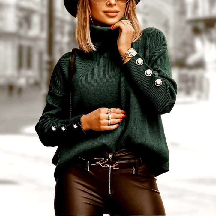 Stilla | Knapper Damen rullekrave sweater med stilfuldt detail