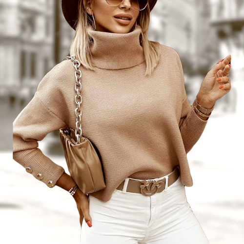 Stilla | Knapper Damen rullekrave sweater med stilfuldt detail