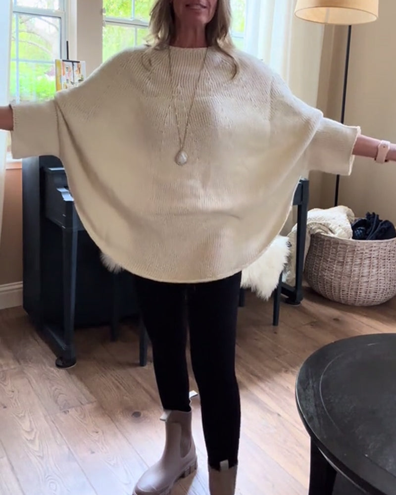Stilla | Sweatshirt med rund halsudskæring og flagermusærmer i ensartet farve