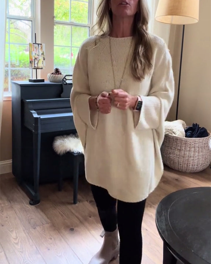 Stilla | Sweatshirt med rund halsudskæring og flagermusærmer i ensartet farve