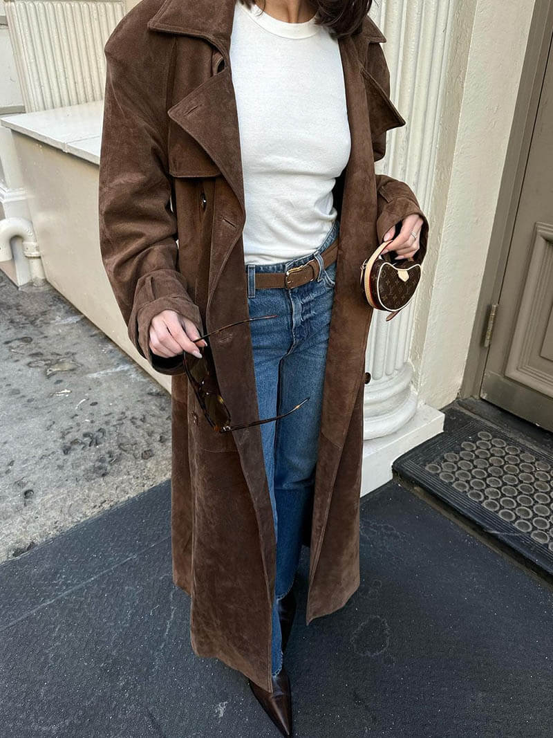 Skovae | Faux Suede Trenchcoat