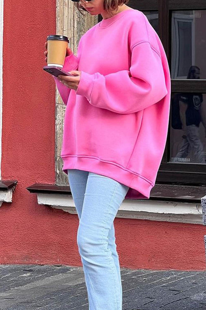 Stilla | Sweatshirt Med Rundhals Oversized Ensfarvet