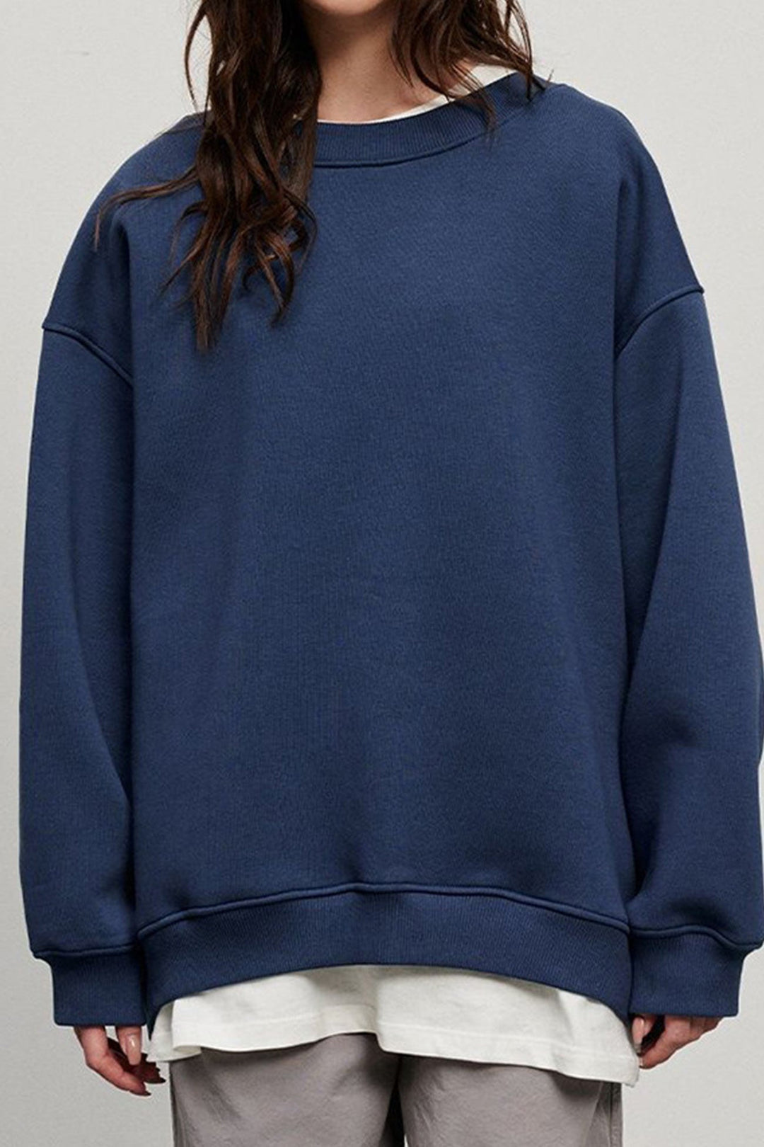 Stilla | Sweatshirt Med Rundhals Oversized Ensfarvet