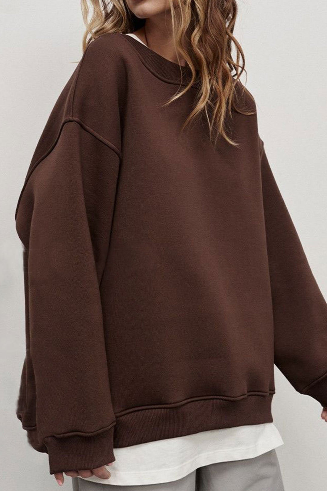 Stilla | Sweatshirt Med Rundhals Oversized Ensfarvet