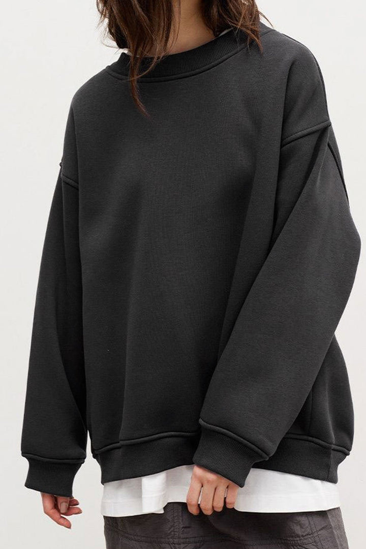 Stilla | Sweatshirt Med Rundhals Oversized Ensfarvet