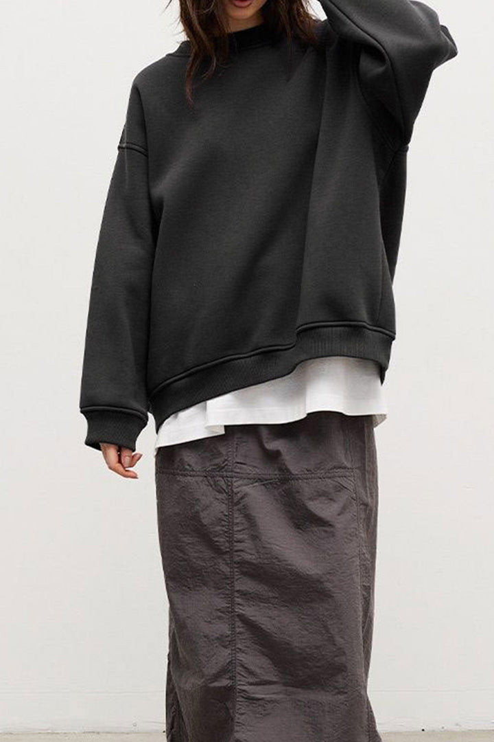 Stilla | Sweatshirt Med Rundhals Oversized Ensfarvet
