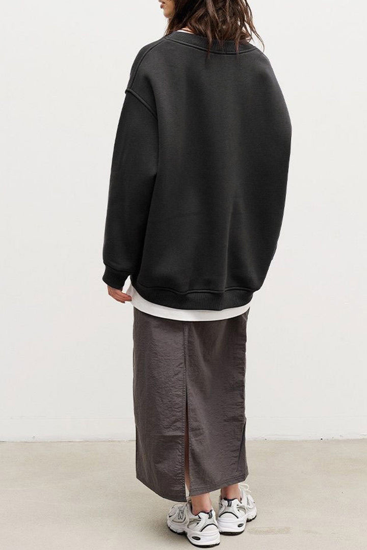 Stilla | Sweatshirt Med Rundhals Oversized Ensfarvet