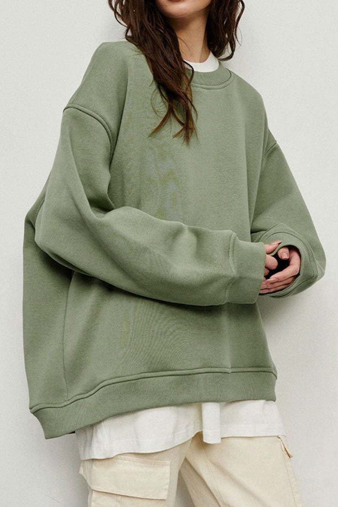 Stilla | Sweatshirt Med Rundhals Oversized Ensfarvet