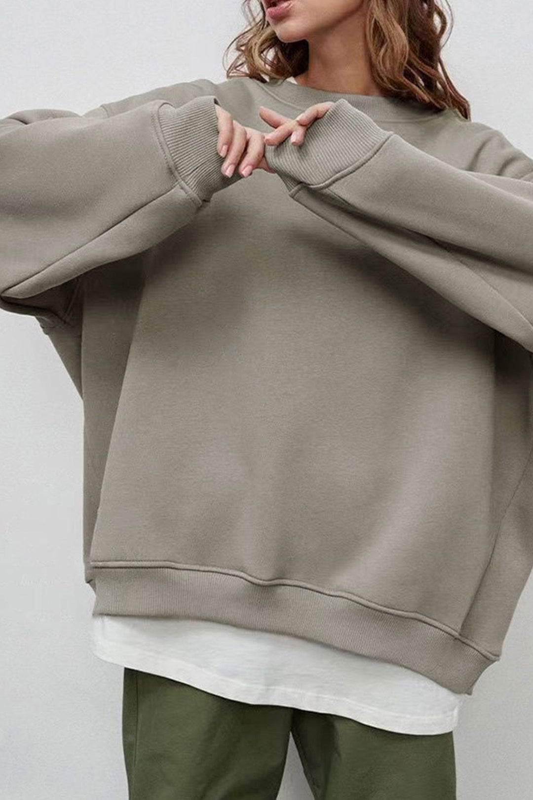 Stilla | Sweatshirt Med Rundhals Oversized Ensfarvet