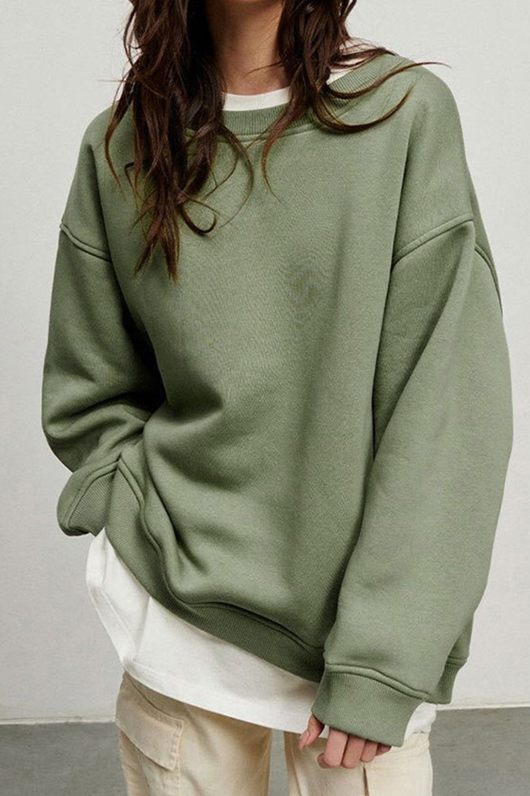 Stilla | Sweatshirt Med Rundhals Oversized Ensfarvet