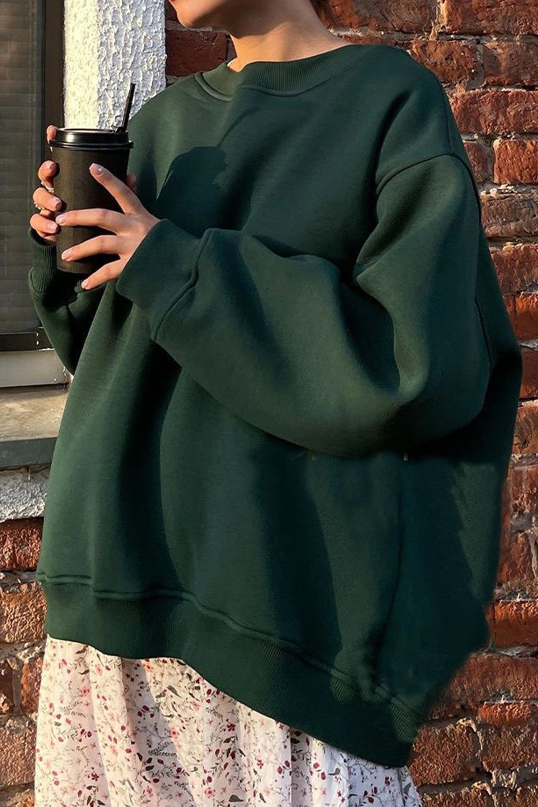 Stilla | Sweatshirt Med Rundhals Oversized Ensfarvet