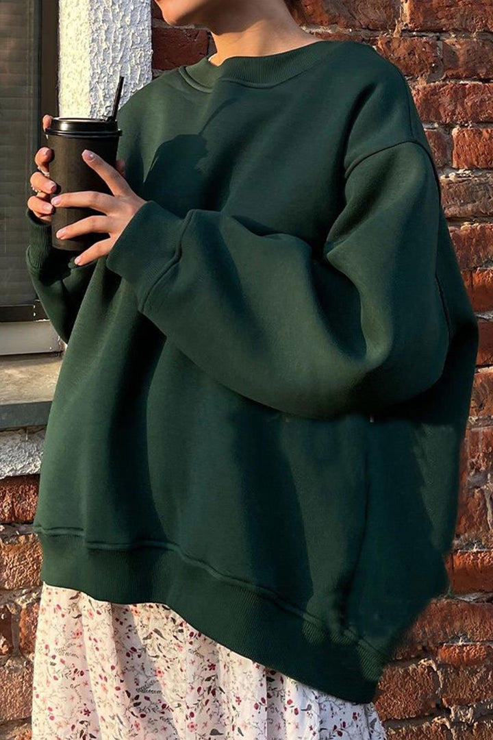 Stilla | Sweatshirt Med Rundhals Oversized Ensfarvet