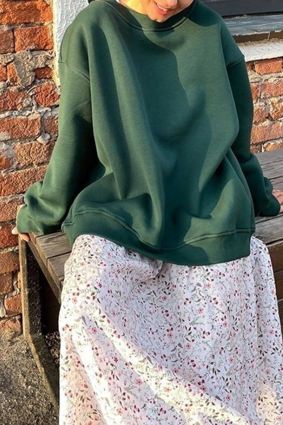 Stilla | Sweatshirt Med Rundhals Oversized Ensfarvet