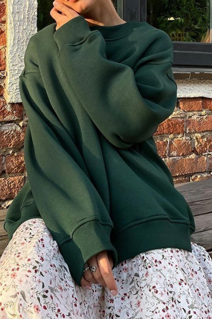 Stilla | Sweatshirt Med Rundhals Oversized Ensfarvet