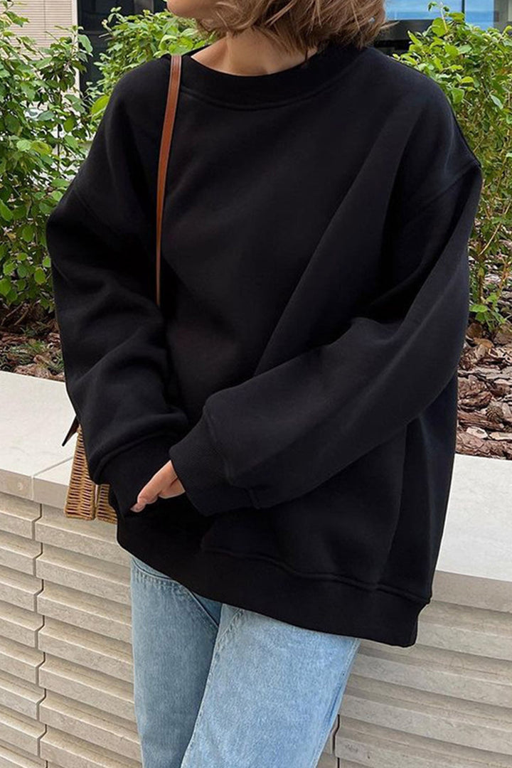 Stilla | Sweatshirt Med Rundhals Oversized Ensfarvet