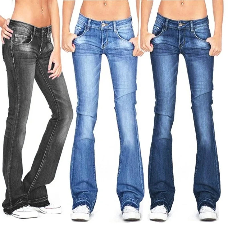 Stilla | Damjeans med lav talje og flagrende ben: Løse vintage skinny flared
