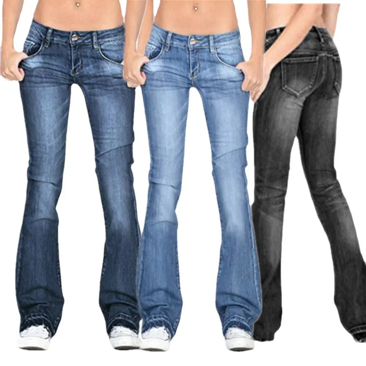 Stilla | Kvinders Lav Talje Flared Jeans: Lys Vintage Skinny Bell Bottom Jeans