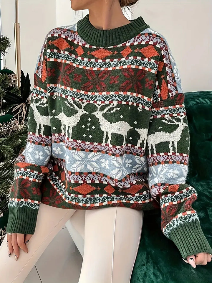 Stilla | Rundhalset Pullover med julertryk