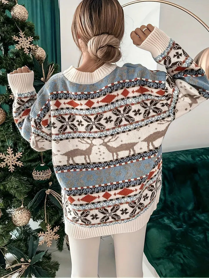Stilla | Rundhalset Pullover med julertryk