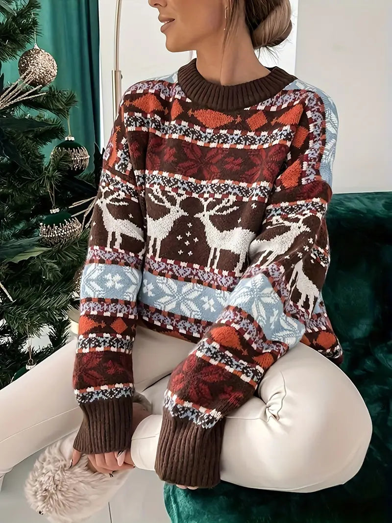 Stilla | Rundhalset Pullover med julertryk