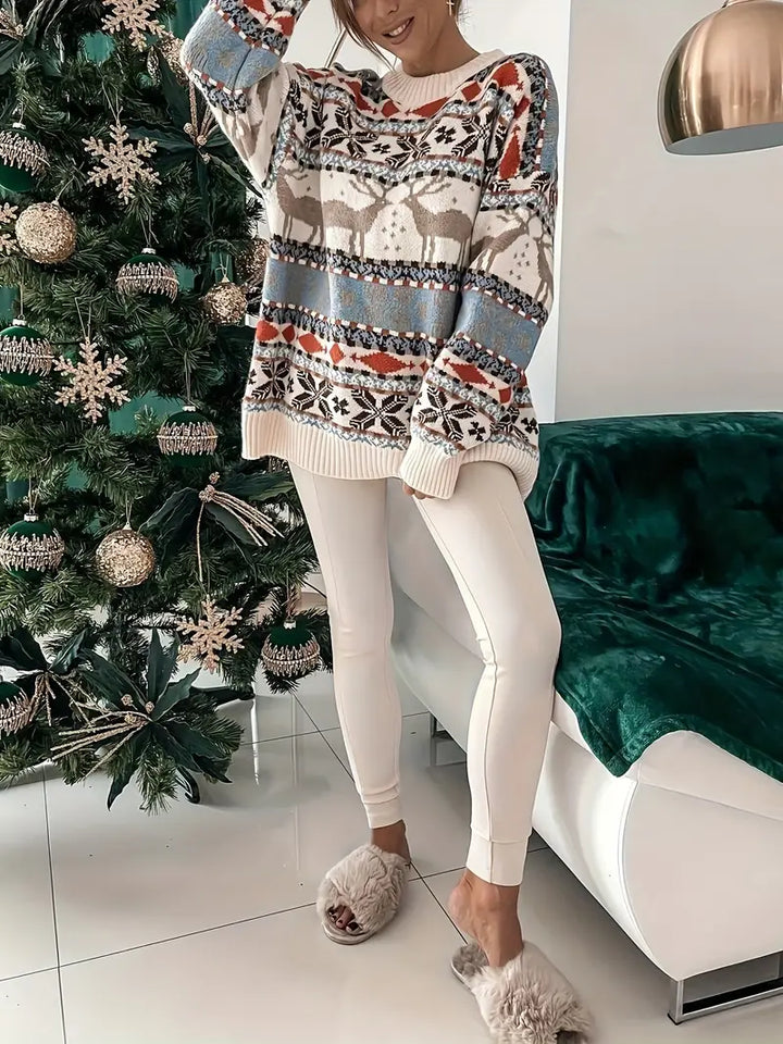 Stilla | Rundhalset Pullover med julertryk