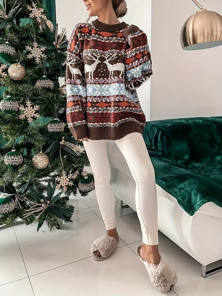 Stilla | Rundhalset Pullover med julertryk