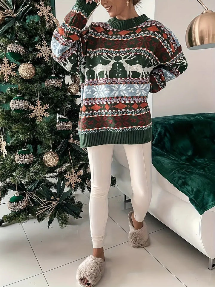 Stilla | Rundhalset Pullover med julertryk