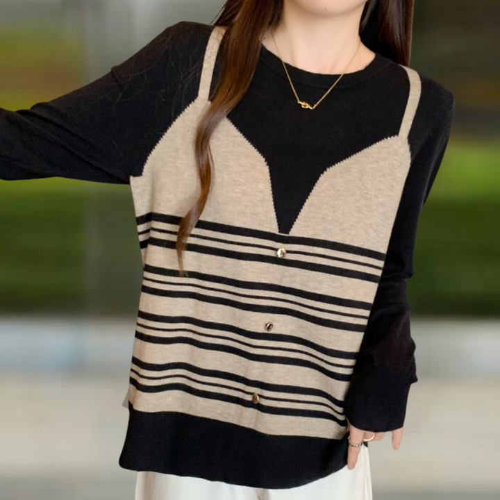 Stilla | Strikket Sweater med Striber til Kvinder