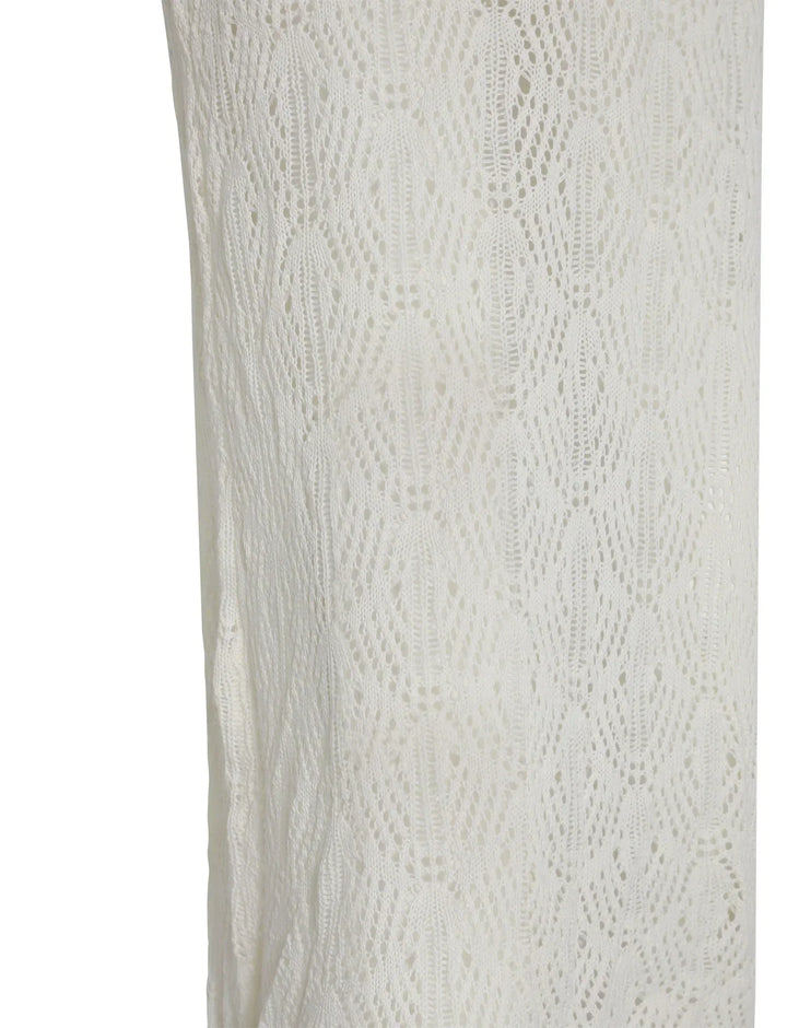 Stilla | Elegante Strikket Hvid Maxi Kjole