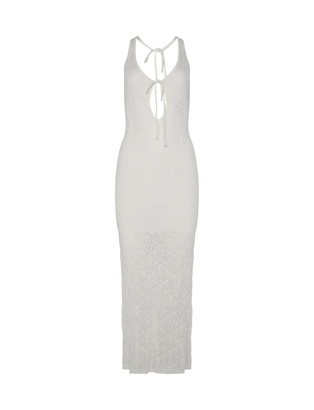 Stilla | Elegante Strikket Hvid Maxi Kjole