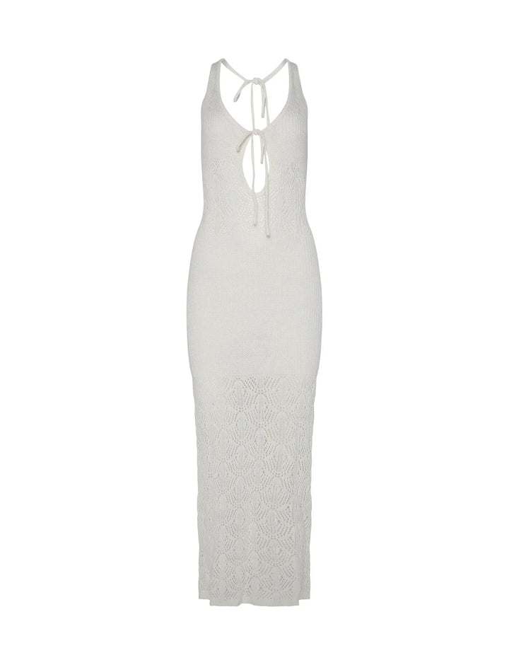 Stilla | Elegante Strikket Hvid Maxi Kjole