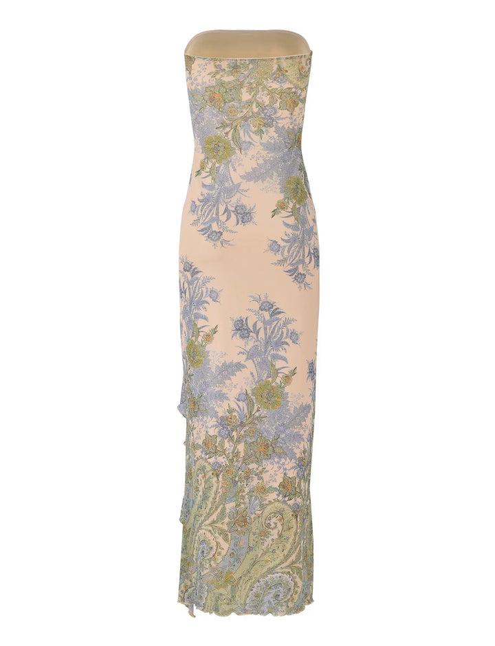 Stilla | Floral Print Hvid Maxi Kjole
