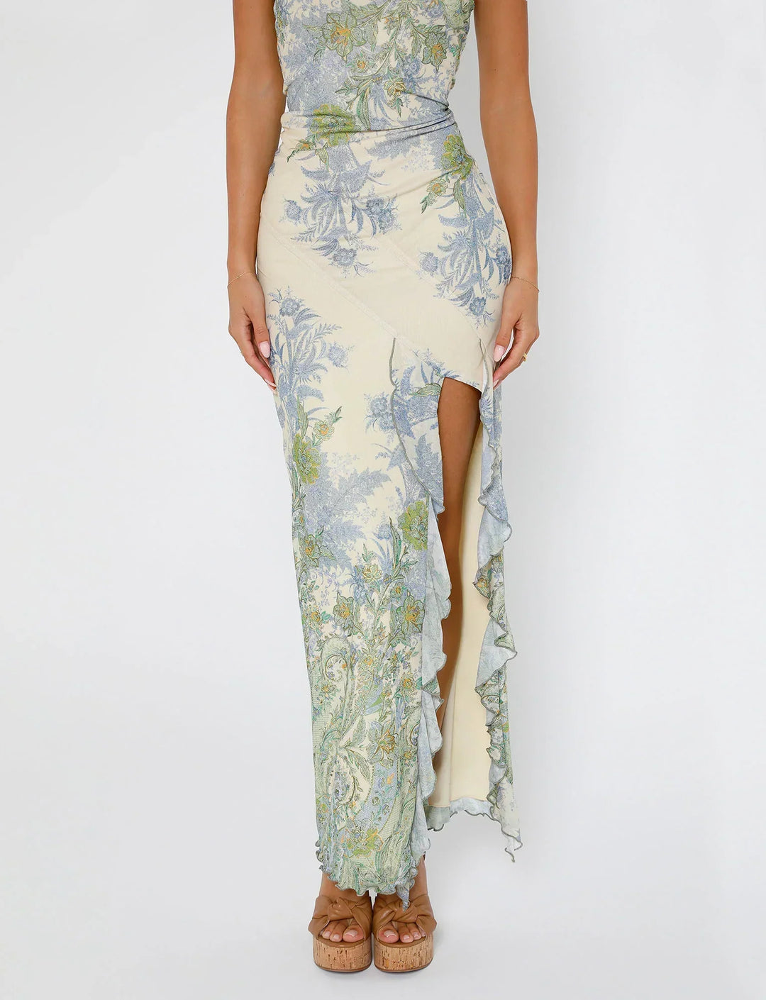 Stilla | Floral Print Hvid Maxi Kjole